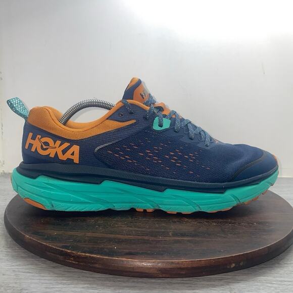 Hoka Challenger ATR 6 Shoes Mens Size 11.5 D Blue Orange Trail Running Sneakers
